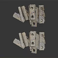 Rusted Metal Brackets With Multiple Stacked Pieces On Black Background 3d model