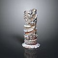 Artistic Traditional Scenery Carved Pillar With Intricate Figures Architecture And Decorative Base
