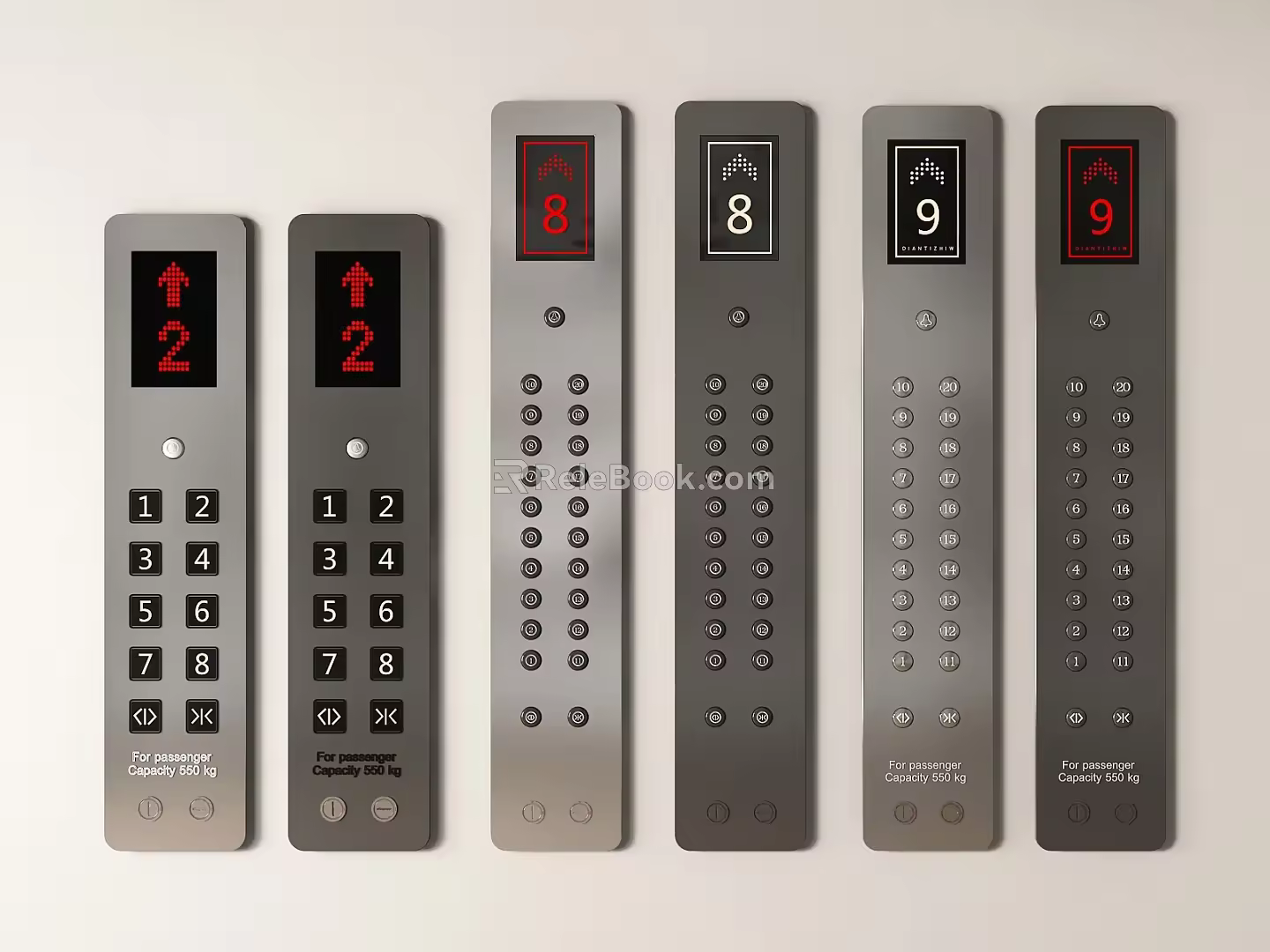 Modern elevator switch elevator button key elevator outgoing call box elevator floor display outgoing call box panel elevator display 3d model