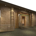 Egyptian Themed Cultural Center With Pharaoh Statue Ancient Columns And Grand Entrance