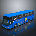 Blue Capital Star Bus Featuring Yellow Star And Branding On Exterior