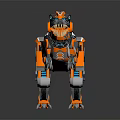 Smart Machine Mechanical Dinosaur With Orange Body Sharp Teeth And Glowing Eyes 3d model