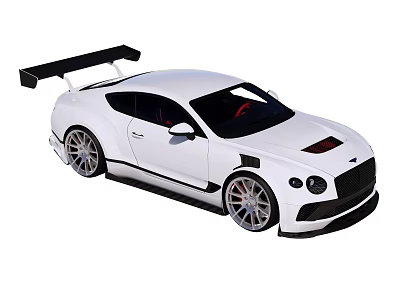 White Sports Car With Black Rear Spoiler Red Seats And Large Alloy Wheels 3d model