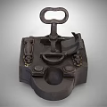 Antique Iron Door Handle With Intricate Traditional Lock Mechanism Design
