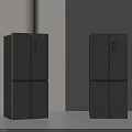 Modern Black Double Door Refrigerators In Sleek Designer Interior Space Setup 3d model