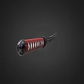 Traditional Samurai Sword With Curved Blade And Red White Diamond Pattern Handle 3d model