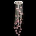 Decorative Chandelier With Hanging Pink Glass Balls On Black Background
