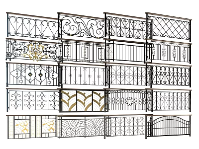 Various Ornamental Fence Designs With Intricate Patterns And Decorative Details 3d model