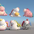 Cute Colorful Cartoon Animal Toys With Various Designs And Decorative Elements