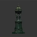 Outdoor Green Decorative Garden Ornament With Ornate Top Pillars And Sturdy Base Structure