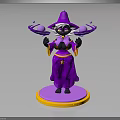 Magical Witch Creature In Purple Robe With Star Hat Holding Orbs On Yellow Base