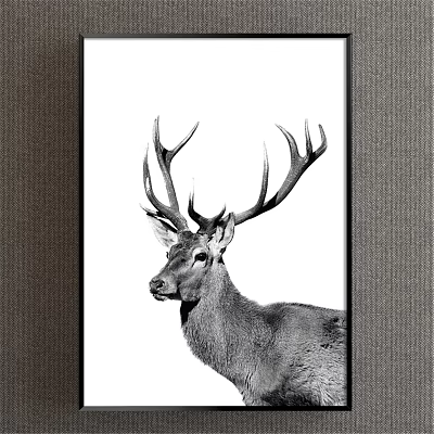 Nordic animal painting gray children's room animal deer decorative painting 3d model