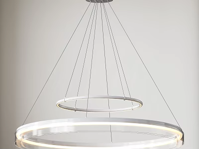Modern Double Ring Chandelier with White Circular Design and Illuminated Rings for Contemporary Interior Spaces 3d model