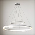 Modern Double Ring Chandelier with White Circular Design and Illuminated Rings for Contemporary Interior Spaces
