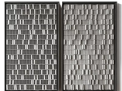 Modern Minimalist TV Background Wall With Two Black Frames And Silver Textured Strips 3d model
