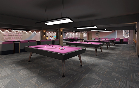 Billiards hall net red girl punch area 3d model