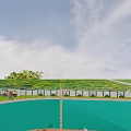 Aerial View of Enclosed Brown Area With Green Surroundings and Perimeter Fence