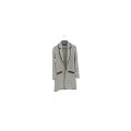 Long Beige Base Coat With Black Grid Pattern Notched Lapel And Black Pockets Trim 3d model