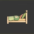 Cute Kids Bed with Wooden Headboard Heart Shaped Decor Green Floral Bedspread and Lemon Pillows