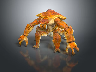 Orange Ferocious Game Movie Character 3D Model With Carapace Back And Multiple Limbs 3d model