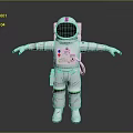 White Astronaut Spacesuit With Detailed Design Helmet Pink Stripe And Green Accents