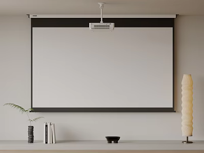 Projector Monitoring System With Projection Screen In Room 3d model