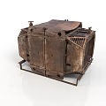 Old Rusted Metal Industrial Structure With Grated Panels And Vintage Design