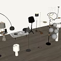 Modern Minimalist Lighting Set Featuring Floor Lamps Pendant Lights And Table Lamps