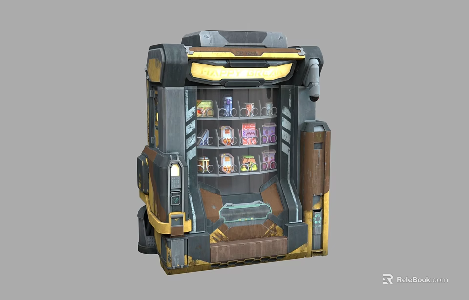 Modern Daily Necessities Vending Machine with Multiple Compartments and Gray Yellow Design 3d model 