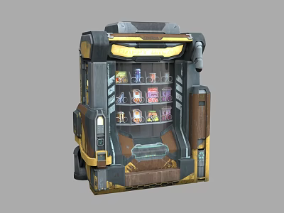 Modern Daily Necessities Vending Machine with Multiple Compartments and Gray Yellow Design 3d model