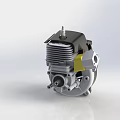 Industrial Equipment Mechanical Component Featuring Metal Structure Cooling Fins And Black Silver Yellow Parts
