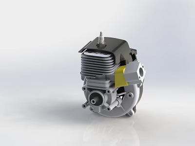 Industrial Equipment Mechanical Component Featuring Metal Structure Cooling Fins And Black Silver Yellow Parts 3d model