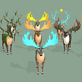 Modern Deer Herd Elk Fantasy Deer Herd 3d model