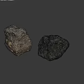 Two Rockery Stones With Dark Gray And Light Beige Colors On Dark Background