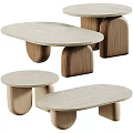 Modern Coffee Tables With Wooden Bases And Light Colored Oval Round Tops