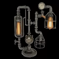 Industrial Pipe Structure Lighting For Public Facility With Caged Lights Pressure Gauge And Gear Base