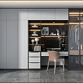 Modern Home Office Desk With Gray Cabinets Open Shelves Chair And Decorations