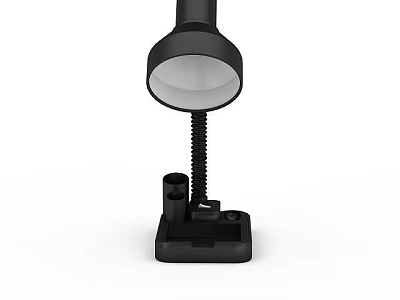 Black Adjustable Desk Lamp With Clip Base And Spring Structure White Shade 3d model