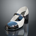 Black And White Patent Leather Mary Jane Shoes With Block Heel And Strap Buckle