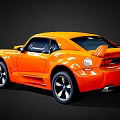 Orange Cartoon Sports Car with Big Blue Eyes Black Hood and Stylish Racing Design