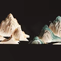 Mountain Shaped Layered Hanging Decor with Beige and Light Green 3D Design for Home Decoration