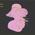Female Character Wearing Straw Hat Black Braided Hair Blue Top With White Flowers Bust