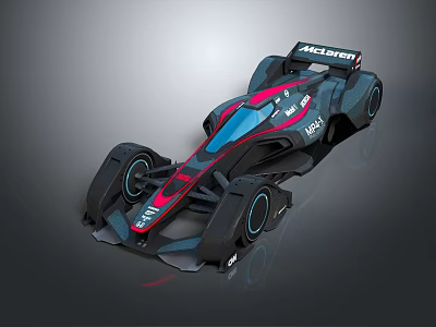 McLaren Race Car With Sleek Aerodynamic Design And Red Blue Black Color Scheme 3d model