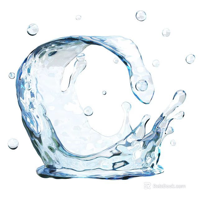 Refreshing Beverage Water Splash With Clear Drops And Dynamic Flow 3d model 