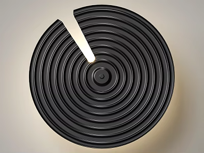 Modern Black Round Wall Lamp With Spiral Design And Illuminated Center 3d model