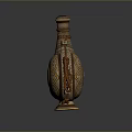 Traditional Handcrafted Decorative Bottle With Woven Details Colorful Patterns And Rope Accents