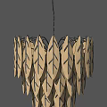 Elegant Modern Leaf Shaped Chandelier With Golden Metal Leaves And Hanging Light Fixture