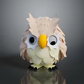 Cute Paper Craft Owl 3D Model With Big Eyes Yellow Beak And Black Claws