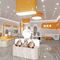 GANDY HOUSE Clothing Store With Orange Decor Open Layout Display Clothes Seating And Green Plants