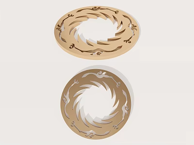 Stylish Ornament Decor Set With Circular Spiral Design And Intricate Patterns 3d model